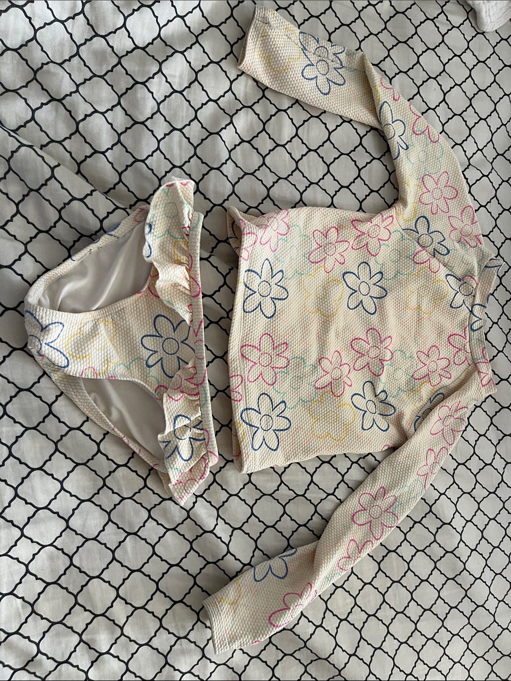 Flower Print Two-Piece Long Sleeve Swim Set
